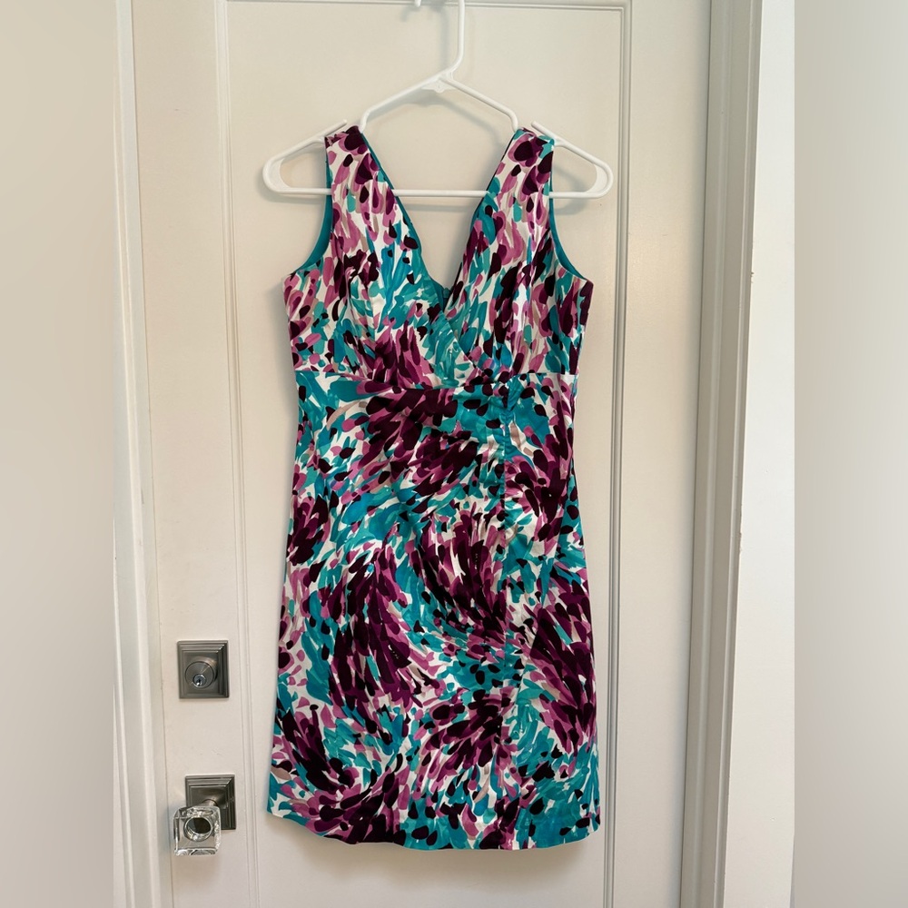 Donna Ricco Teal and Purple Dress Size 8